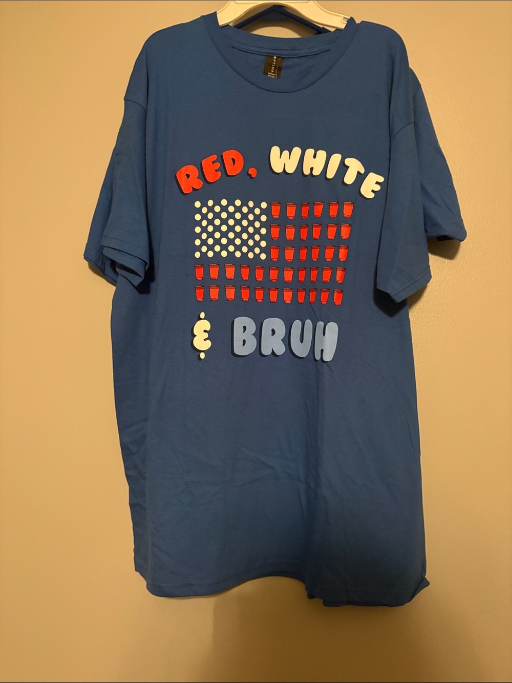 Men's Blue Graphic Tee - Red, White & Bruh Print (price for one) NWT